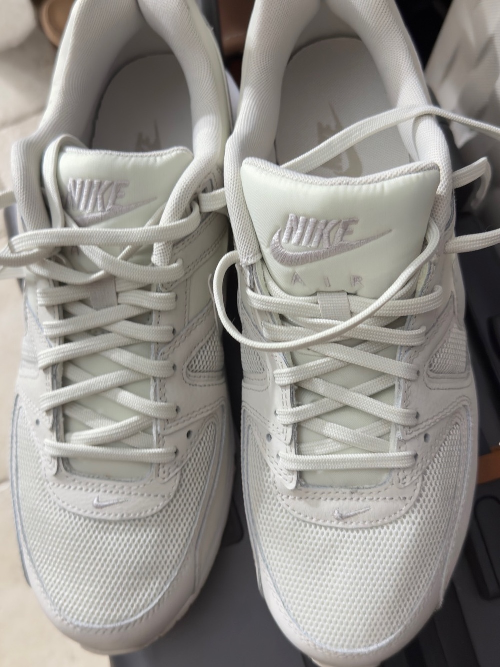 Nike Light Gray/Off-White Mesh & Leather Sneakers - Picture 3 of 9